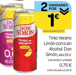 Supermercados El Jamón DON SIMÓN Tinto Verano Limón con o sin Alcohol oferta