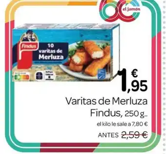 Supermercados El Jamón FINDUS Varitas de Merluza oferta