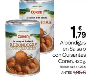 Supermercados El Jamón COREN Albóndigas en Salsa o con Guisantes oferta
