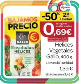 Supermercados El Jamón GALLO Helices Vegetales oferta