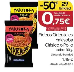 Supermercados El Jamón Fideos Orientales Yakisoba Clásico o Pollo oferta