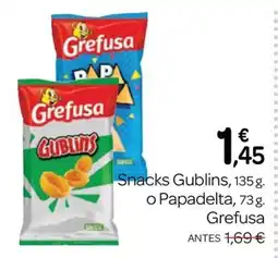 Supermercados El Jamón GREFUSA Snacks Gublins o Papadelta oferta
