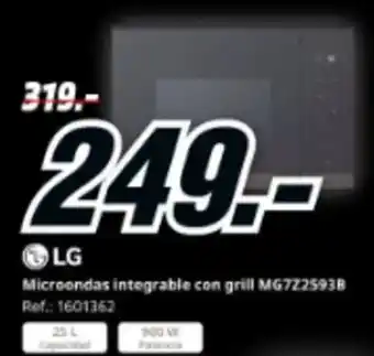 MediaMarkt LG Microondas integrable con grill MG7225938 oferta