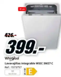 MediaMarkt WHIRPOOL Lavavajillas integrable WSIC 3M27 C oferta