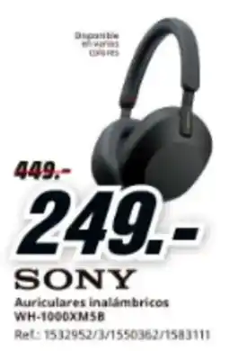 MediaMarkt SONY Auriculares inalámbricos WH-1000XM5B oferta