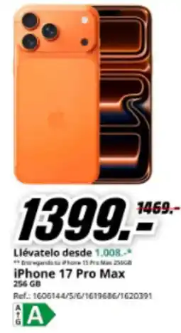 MediaMarkt Iphone 17 Pro Max 256 GB oferta