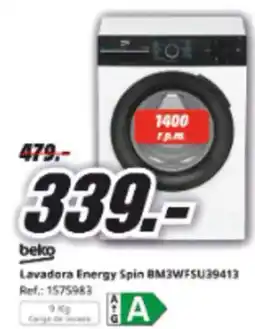 MediaMarkt BEKO Lavadora Energy Spin BM3WFSU39413 oferta