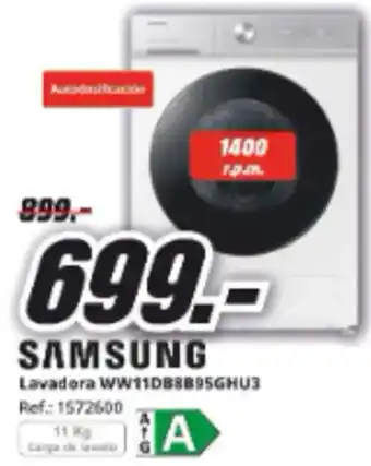 MediaMarkt SAMSUNG Lavadora WW11DB8B95GHU3 oferta