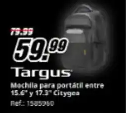 MediaMarkt TARGUS Mochila para portátil entre 15.6" y 17.3" Citygea oferta
