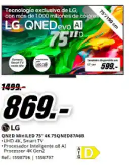 MediaMarkt LG Qned miniled 75" 4k 75qned87a6b oferta