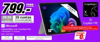 MediaMarkt MICROSOFT Convertible 2 en 1 Surface Pro oferta