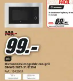 MediaMarkt OK Microondas integrable con grill OMWG 2022-31 B1 DM oferta