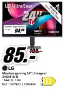 MediaMarkt LG Monitor gaming 24" Ultragear 24G411A-B oferta