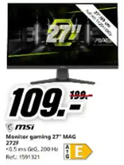 MediaMarkt Monitor gaming 27" MAG 272F oferta