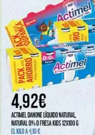 Claudio DANONE Actimel líquido natural, natural 0% 0 fresa kids oferta