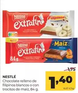 Alimerka Nestlé - chocolate relleno de filipinos blancos o con trocitos de maiz oferta