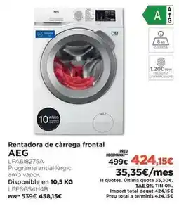 El Corte Inglés Aeg - rentadora de carrega frontal oferta