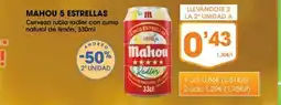 Supermercados Plaza Mahou 5 Estrellas Cerveza rubia radler con zumo natural de limón oferta