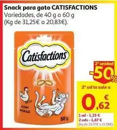 Alcampo Snack gato pollo catisfaction 60 g oferta