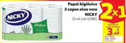 Alcampo Nicky - papel higiénico 3 capas aloe vera oferta
