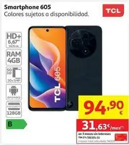 Alcampo Smartphone tcl 605 4+128gb black t517d-2alca112 oferta