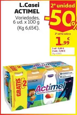 Alcampo L. casei fresa platano actikids licencia 6x100gr danone oferta