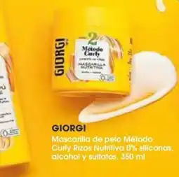 Supermercados Plaza Giorgi Mascarilla de pelo Método Curly Rizos Nutritiva 0% siliconas, alcohol y sulfatos oferta