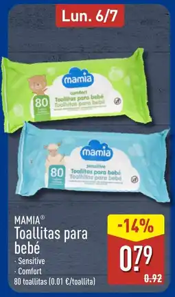 ALDI MAMIA Toallitas para bebé oferta