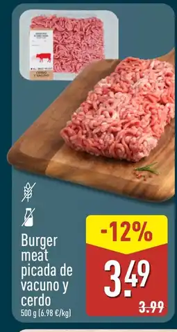 ALDI Burger meat picada de vacuno y cerdo oferta