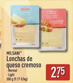 ALDI MILSANI Lonchas de queso cremoso oferta