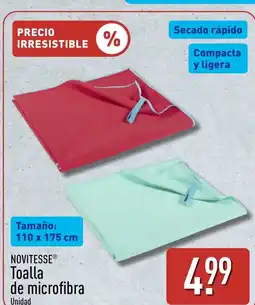 ALDI NOVITESSE Toalla de microfibra oferta