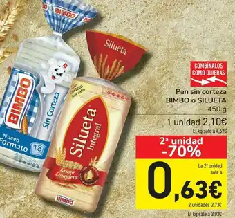 Carrefour Pan sin corteza bimbo o silueta 450 g oferta