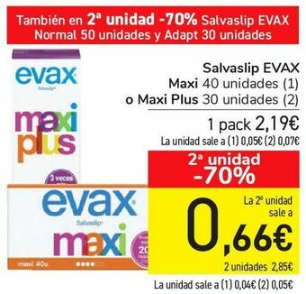 Carrefour Salvaslip evax maxi o maxi plus oferta