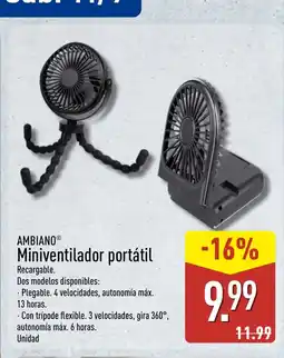 ALDI AMBIANO Miniventilador portátil oferta