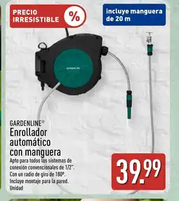 ALDI GARDENLINE Enrollador automático con manguera oferta