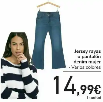 Carrefour Jersey rayas o pantalón denim mujer oferta