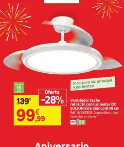 Leroy Merlin Sulion - ventilador techo retractico luz motor dc silla branco oferta