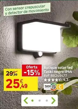 Leroy Merlin Solar - apliques led taski negro ip44 oferta