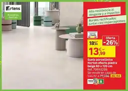 Leroy Merlin Norton - suelo porcelánico efecto pipdra beige 60 x 120 cm oferta