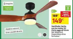 Leroy Merlin Aire - ventilador techo con luz motor dc christmas negro ø 112 cm oferta