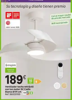 Leroy Merlin Design - ventilador techo retractil con luz motor dc cadix blanco oferta