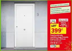 Leroy Merlin Confort - puerta entrada metalica sgaf fresada blanco 90 x 210 cm oferta
