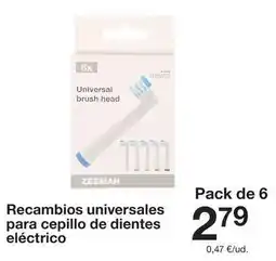 Zeeman Universal - recambios es para cepillo de dientes electrico oferta