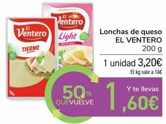 Carrefour Lonchas de queso el ventero oferta