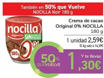 Carrefour Crema de cacao original 0% nocilla oferta
