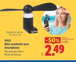 Lidl VALE Mini ventilador para Smartphone oferta