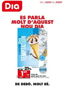 Dia DIA TEMPTATION Cons de gelat gust de nata oferta