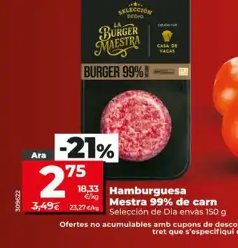 SELECCIÓN DE DIA Hamburguesa Mestra 99% de carn
