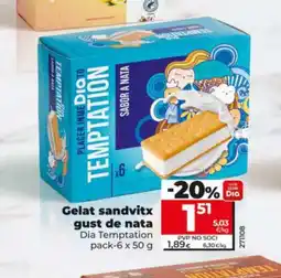 Dia DIA TEMPTATION Gelat sandvitx gust de nata oferta