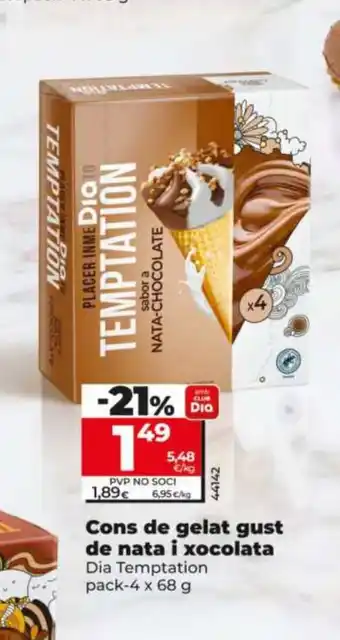 DIA TEMPTATION Cons de gelat gust de nata i xocolata